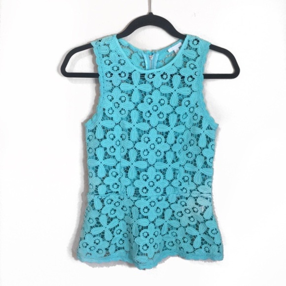 COPY - NWOT intermix peplum lace top - sky blue